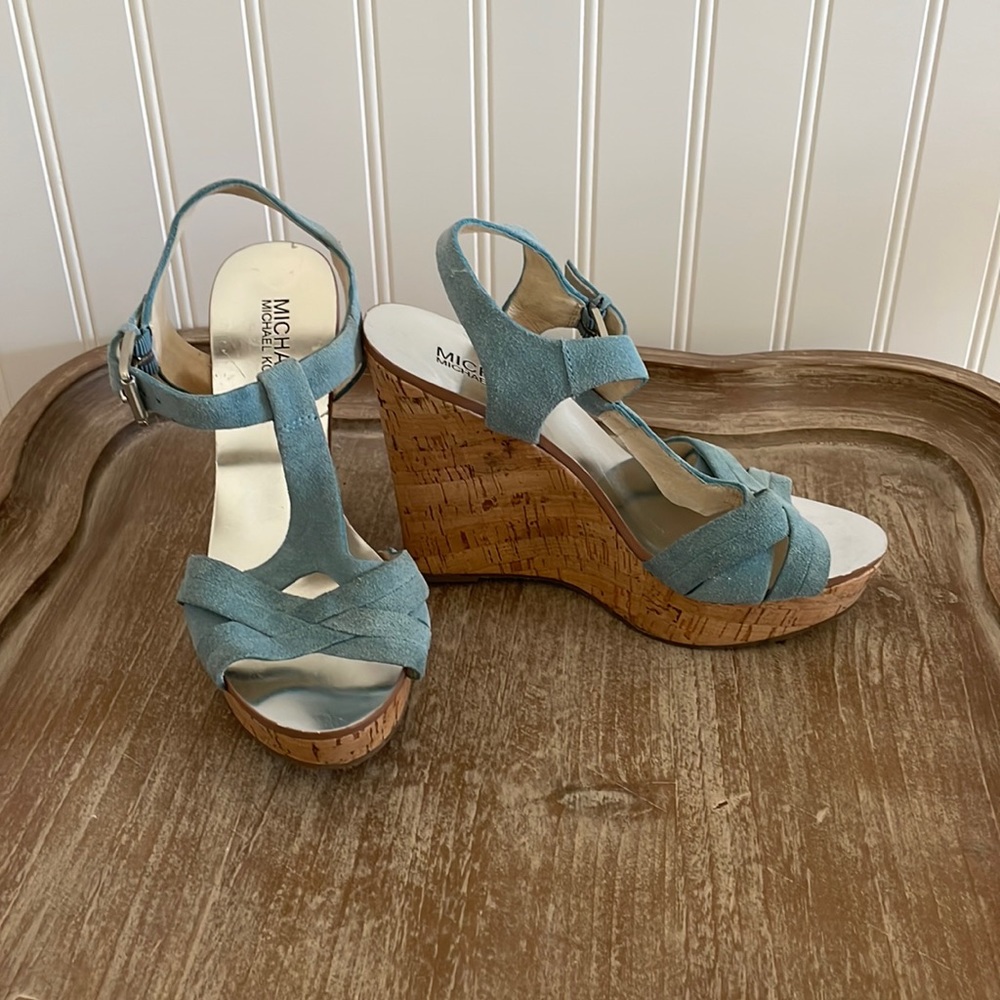 Suede light blue Michael Kors Wedges